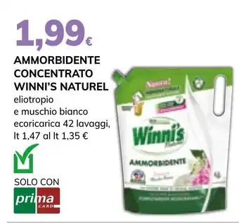 Basko AMMORBIDENTE CONCENTRATO WINNI'S NATUREL eliotropio e muschio bianco ecoricarica 42 lavaggi, lt 1,47 offerta