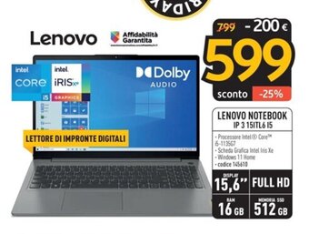 FreeShop LENOVO NOTEBOOK IP 3 15ITL6 I5 offerta