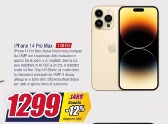 Trony iPhone 14 Pro Max 128 GB offerta