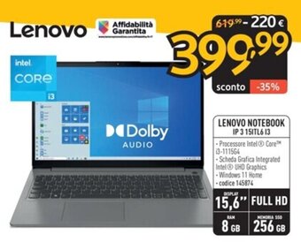 FreeShop LENOVO NOTEBOOK IP 3 15ITL6 I3 offerta