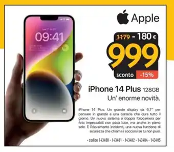 FreeShop iPhone 14 Plus 128GB Un' enorme novità. offerta