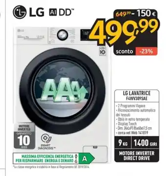 FreeShop LG LAVATRICE F4WV309SAE offerta