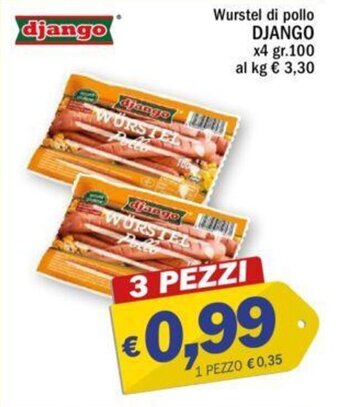 Ard Discount Wurstel di pollo DJANGO x4 gr.100 offerta