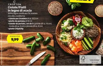 ALDI Crofton Ciotole/Piatti in legno di acacia offerta
