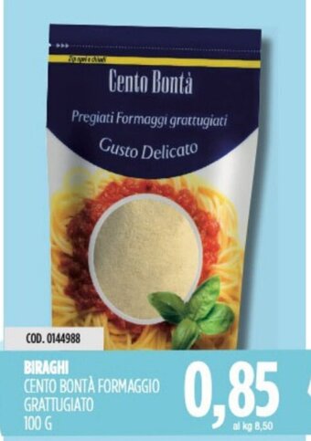 Carico Cash & Carry BIRAGHI CENTO BONTÀ FORMAGGIO GRATTUGIATO 100 G offerta