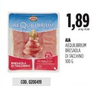 Carico Cash & Carry AIA AEQUILIBRIUM BRESAOLA DI TACCHINO 100 G offerta