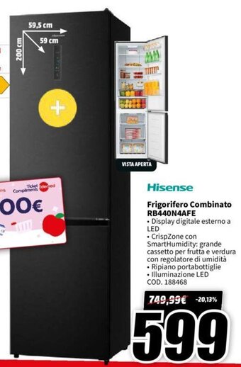MediaWorld Hisense Frigorifero Combinato RB440N4AFE offerta