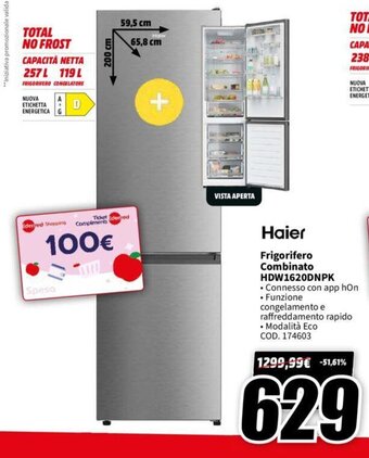 MediaWorld Haier Frigorifero Combinato HDW1620DNPK offerta