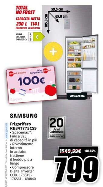 MediaWorld SAMSUNG Frigorifero RB34T775CS9 offerta