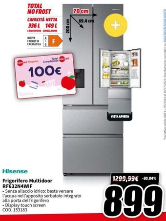 MediaWorld Hisense Frigorifero Multidoor RF632N4WIF offerta
