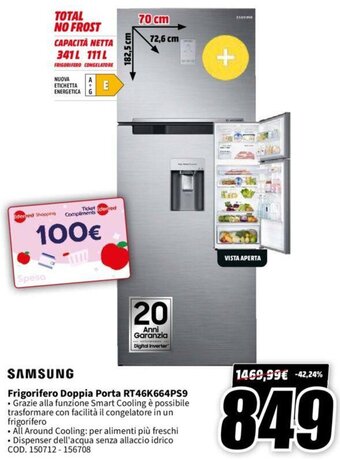 MediaWorld SAMSUNG Frigorifero Doppia Porta RT46K664PS9 offerta