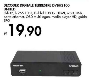 Bennet United Decoder Digitale Terrestre DVBH2100 offerta