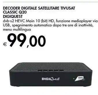 Bennet Digiquest Decoder Digitale Satellitare Tivusat Classic Q20 offerta