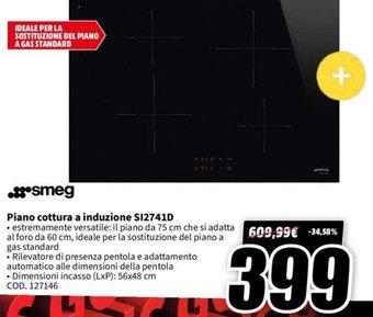 MediaWorld smeg Piano cottura a induzione S12741D offerta