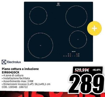 MediaWorld Electrolux Piano cottura a induzione EIR60420CK offerta