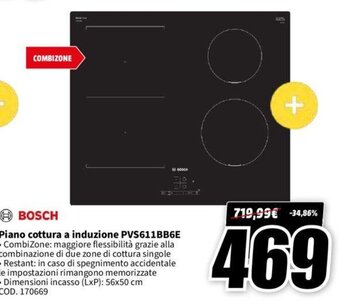 MediaWorld BOSCH Piano cottura a induzione PVS611BB6E offerta