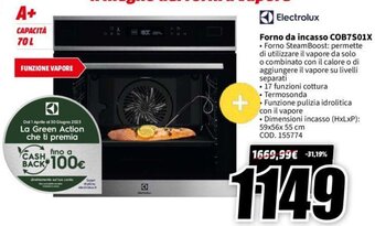MediaWorld Electrolux Forno da incasso COB7S01X offerta