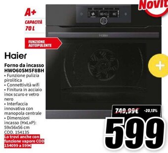 MediaWorld Haier Forno da incasso HWO60SM5F8BH offerta