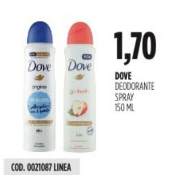 Carico Cash & Carry DOVE DEODORANTE SPRAY 150 ML offerta