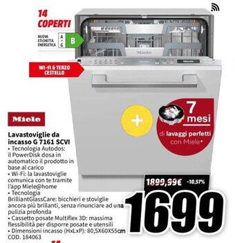 MediaWorld Miele Lavastoviglie da incasso G 7161 SCVI offerta