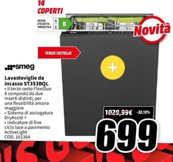 MediaWorld smeg Lavastoviglie da incasso ST353BQL offerta
