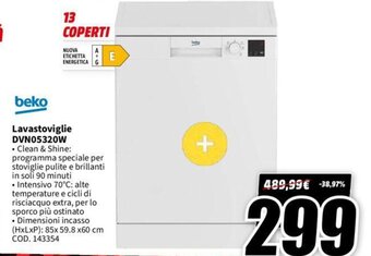 MediaWorld beko Lavastoviglie DVN05320W offerta