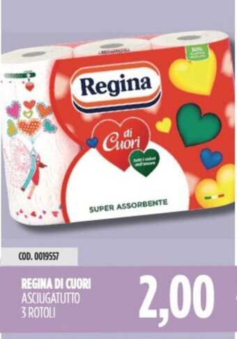 Carico Cash & Carry REGINA DI CUORI ASCIUGATUTTO 3 ROTOLI offerta