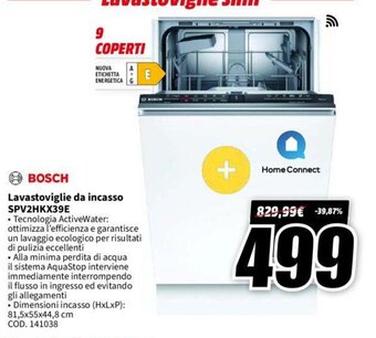 MediaWorld BOSCH Lavastoviglie da incasso SPV2HKX39E offerta
