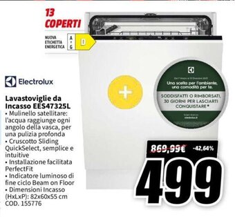 MediaWorld Electrolux Lavastoviglie da Incasso EES47325L offerta