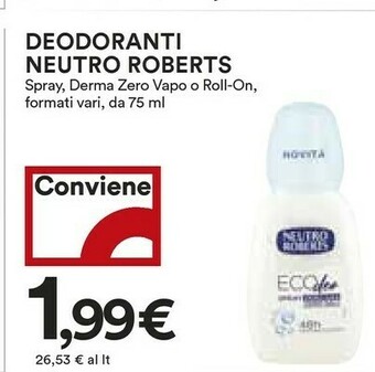 Coop Neutro Roberts Deodoranti offerta