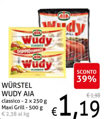 Aia Wudy Würstel classico 2x250g/ Maxi Grill 500g