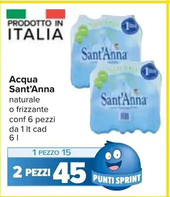 Carrefour Acqua Sant'Anna naturale 6 l 2 pezzi offerta