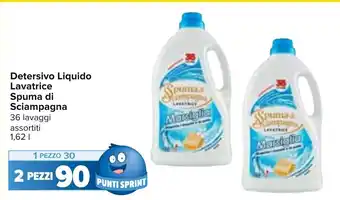 Carrefour Detersivo Liquido Lavatrice Spuma di Sciampagna 1,62 l 2 pezzi offerta