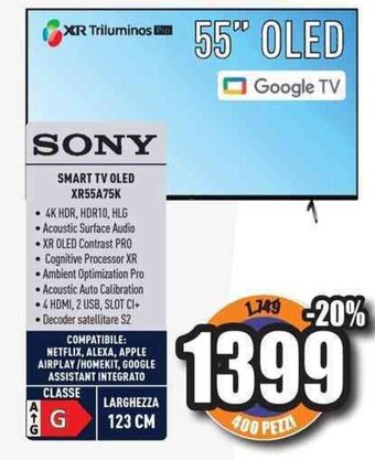 Unieuro SONY SMART TV OLED XR55A75K offerta