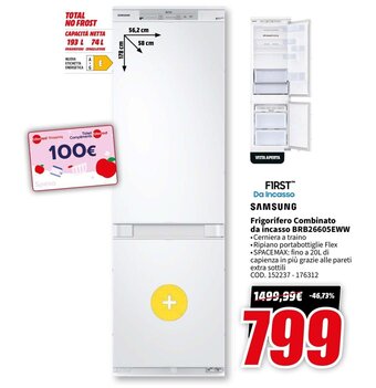 MediaWorld SAMSUNG Frigorifero Combinato da incasso BRB26605EWW offerta