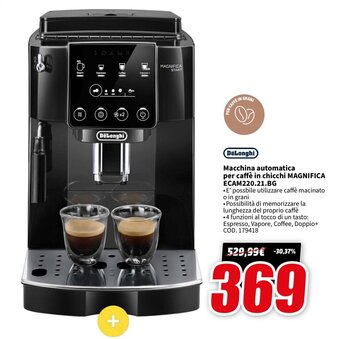 MediaWorld DeLonghi Macchina automatica per caffè in chicchi MAGNIFICA ECAM220.21.BG offerta