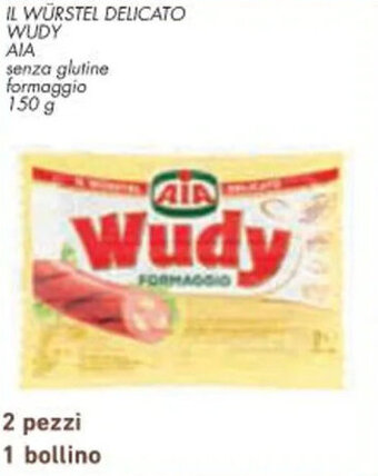 Conad Margherita IL WÜRSTEL DELICATO WUDY AIA senza glutine formaggio 150 g offerta