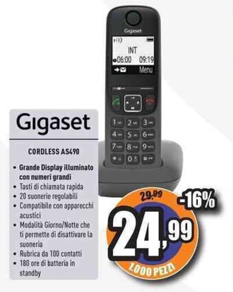 Unieuro Gigaset CORDLESS AS490 offerta