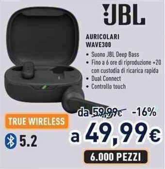 Unieuro JBL AURICOLARI WAVE300 offerta