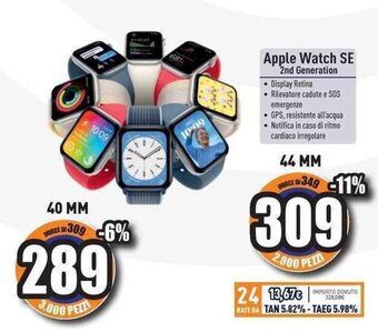 Unieuro Apple Watch SE 2nd Generation 40 MM offerta