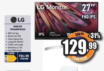 Unieuro LG MONITOR 27MK60MPWAEU offerta