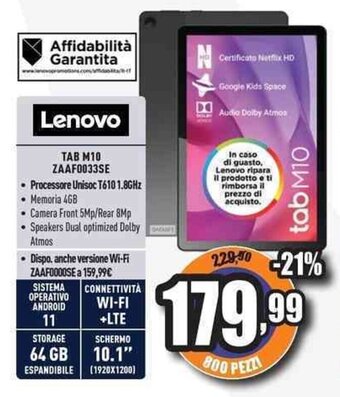 Unieuro Lenovo TAB M10 ZAAF0033SE offerta