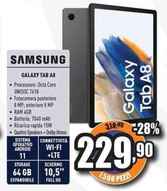 Unieuro SAMSUNG GALAXY TAB A8 offerta