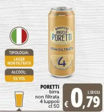 Gourmet Déco PORETTI birra non filtrata 4 luppoli cl 50 offerta