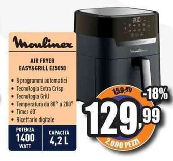 Unieuro Moulinex AIR FRYER EASY&GRILL EZ5058 offerta