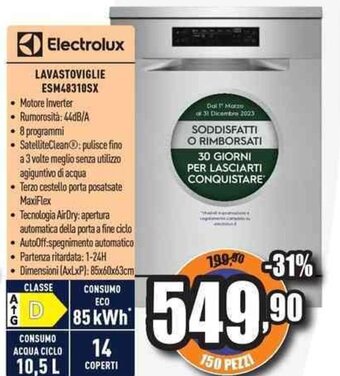 Unieuro Electrolux LAVASTOVIGLIE ESM48310SX offerta