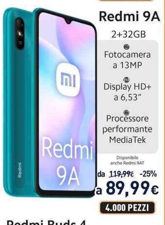 Unieuro Redmi 9A 2+32GB offerta