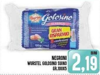 NEGRONI WURSTEL GOLOSINO SUINO GR.100X5