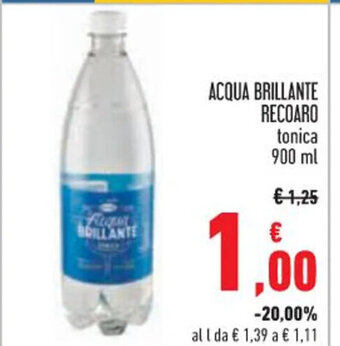 Conad ACQUA BRILLANTE RECOARO tonica 900 ml offerta