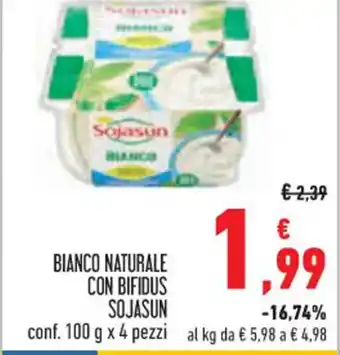 Conad BIANCO NATURALE CON BIFIDUS SOJASUN conf. 100 g x 4 pezzi offerta